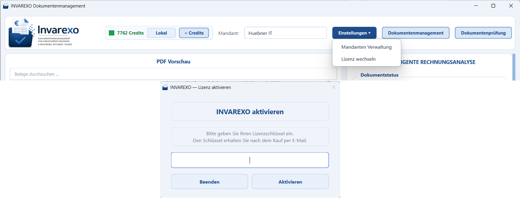 Installation von Invarexo